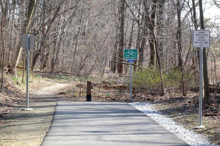 bike route through trees during fall